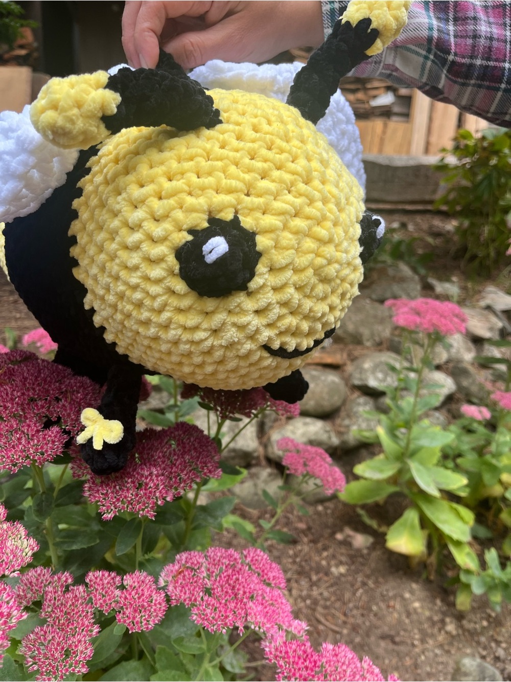 Handmade Yellow Bee Plush Accent by